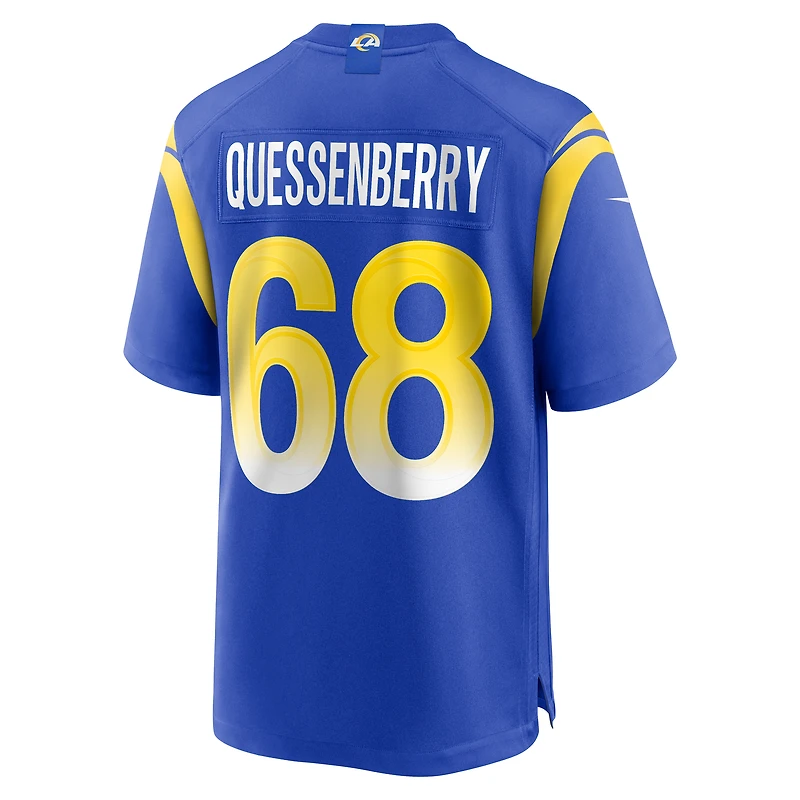 Men's Nike David Quessenberry  Royal Los Angeles Rams Team Game Jersey