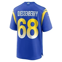 Men's Nike David Quessenberry  Royal Los Angeles Rams Team Game Jersey