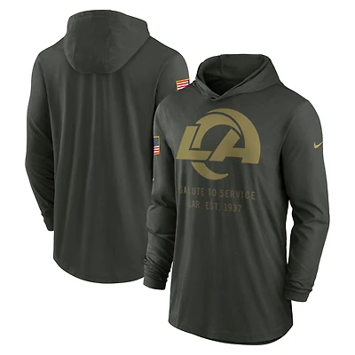 Pull à capuche léger Nike Forest Green Los Angeles Rams 2025 Salute to Service Sideline Dri-FIT pour homme