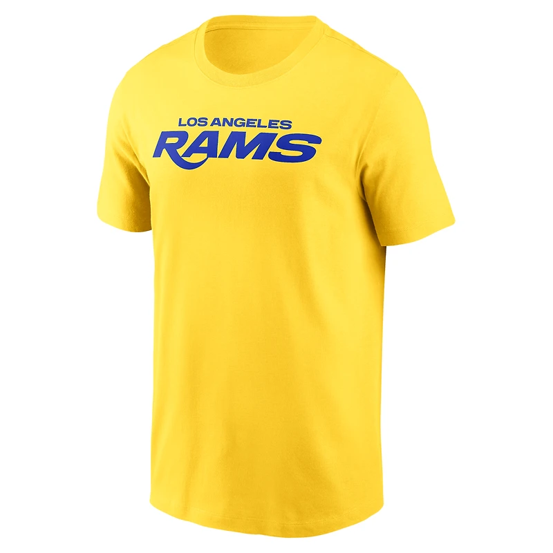 Men's Nike Gold Los Angeles Rams Primetime Wordmark Essential T-Shirt