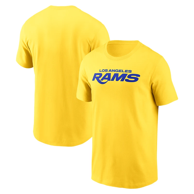 T-shirt essentiel Nike Gold Los Angeles Rams Primetime Wordmark pour homme