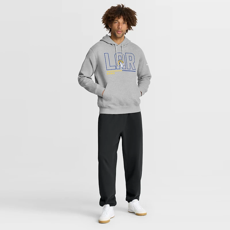 Sweat à capuche en molleton Nike Los Angeles Rams City Code Club pour homme, gris chiné