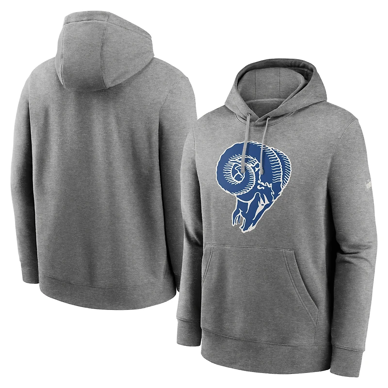 Sweat à capuche en molleton Nike Los Angeles Rams Rewind Club gris chiné pour homme