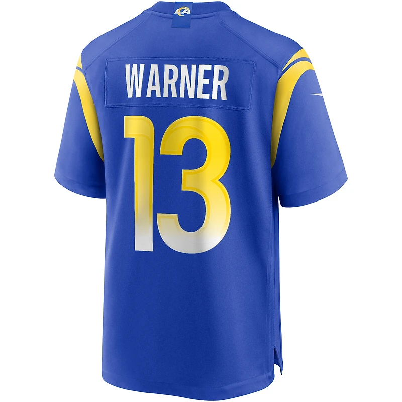 Maillot de joueur retraité Nike Kurt Warner Royal Los Angeles Rams Game pour homme