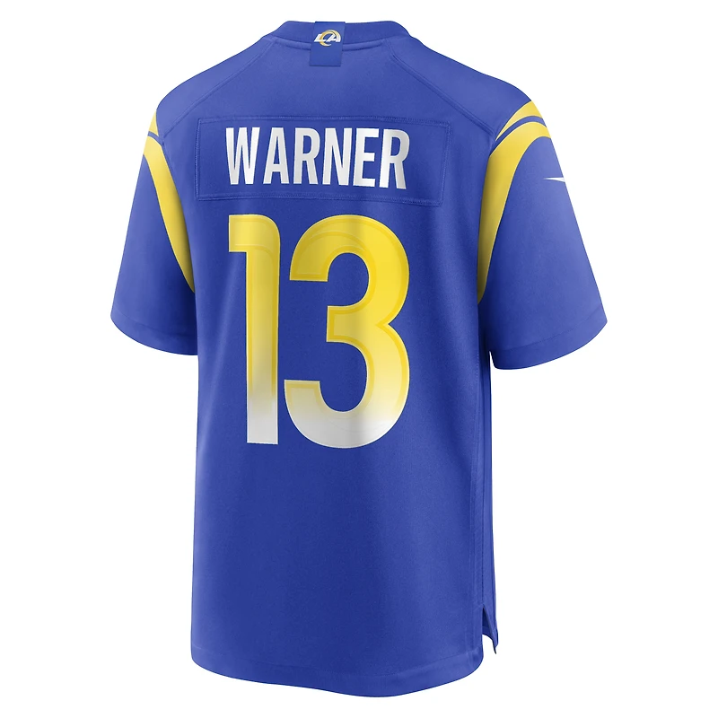 Maillot de joueur retraité Nike Kurt Warner Royal Los Angeles Rams Game pour homme