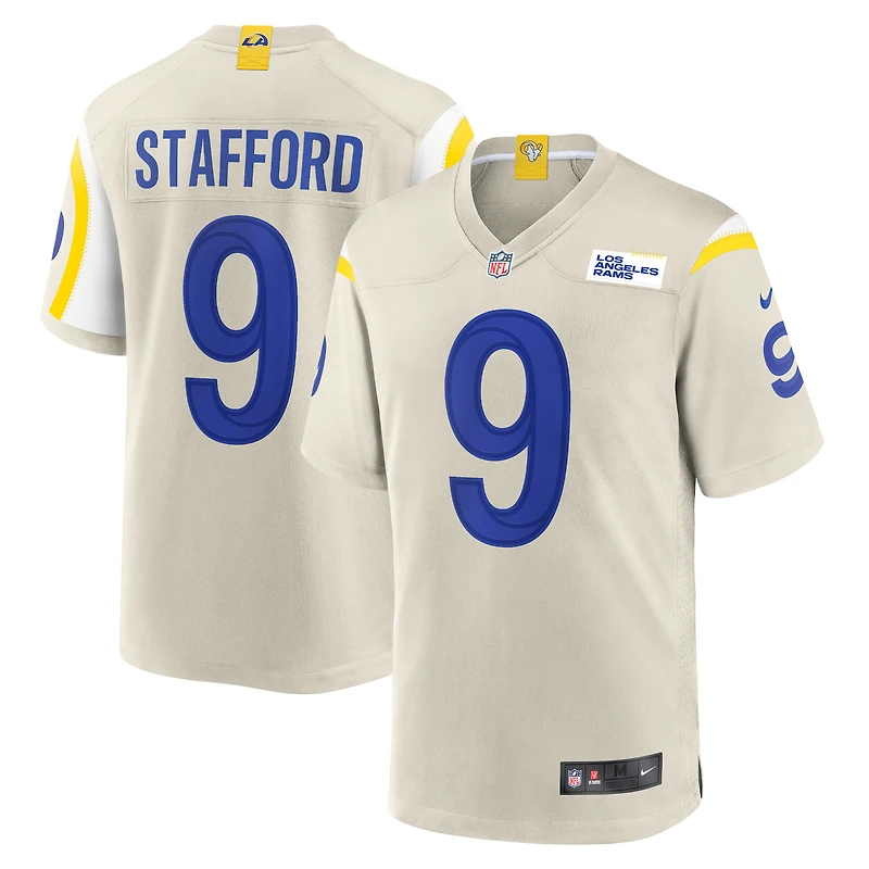 Maillot de match Nike Matthew Stafford Bone Los Angeles Rams pour hommes