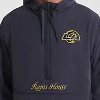 Veste à capuche Nike bleu nuit Los Angeles Rams 2025 Rivalries Collection Sideline Anorak demi-zip pour homme