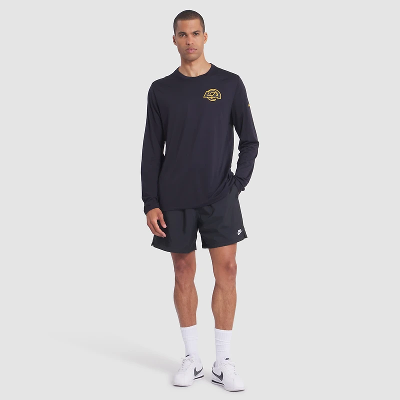 T-shirt à manches longues Nike bleu nuit Los Angeles Rams 2025 Rivalries Collection Sideline Legend Dri-FIT pour homme