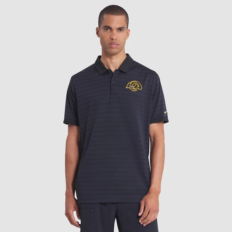 Polo Nike Dri-FIT bleu nuit pour homme, collection Rivalités 2025, Los Angeles Rams, à rayures sur le côté