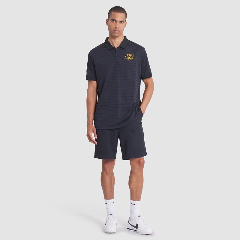 Polo Nike Dri-FIT bleu nuit pour homme, collection Rivalités 2025, Los Angeles Rams, à rayures sur le côté