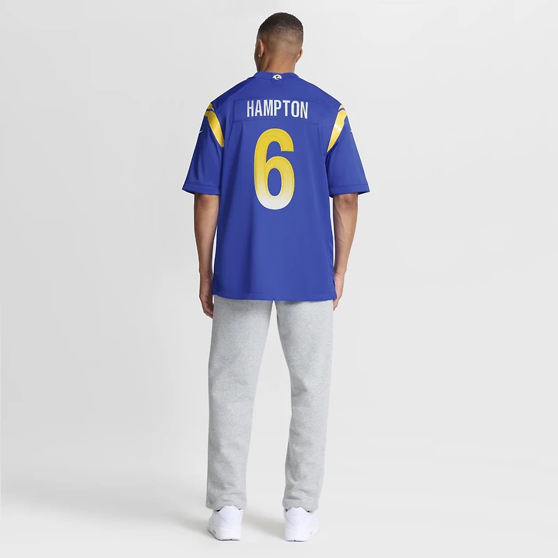 Men's Nike Nick Hampton Royal Los Angeles Rams Team Game Jersey
