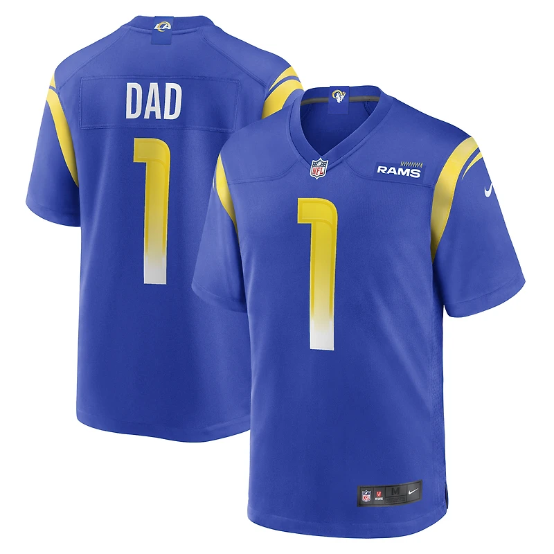 Maillot de match Nike numéro 1 Dad Royal Los Angeles Rams pour homme