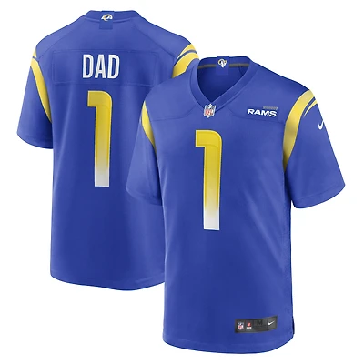 Maillot de match Nike numéro 1 Dad Royal Los Angeles Rams pour homme