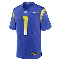 Maillot de match Nike numéro 1 Groom Royal Los Angeles Rams pour homme