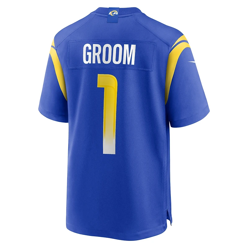 Men's Nike Number 1 Groom Royal Los Angeles Rams Game Jersey