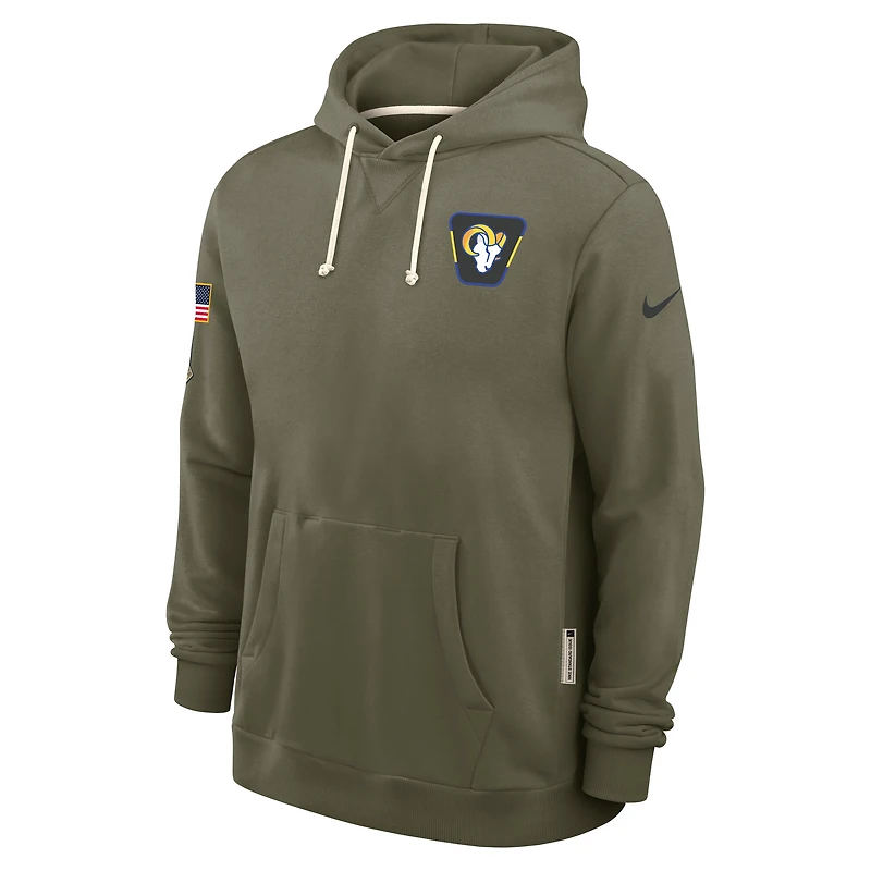 Men's Nike Olive Los Angeles Rams 2025 Salute to Service Sideline Standard Issue Dri-FIT Hoodie
