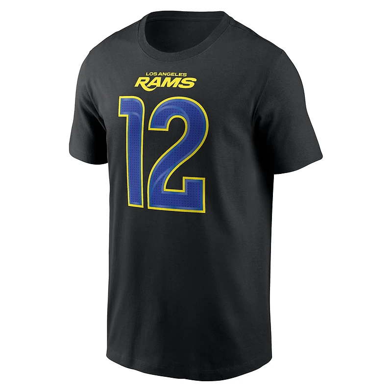 Men's Nike Puka Nacua Black Los Angeles Rams Carbon Name & Number T-Shirt
