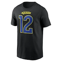 Men's Nike Puka Nacua Black Los Angeles Rams Carbon Name & Number T-Shirt