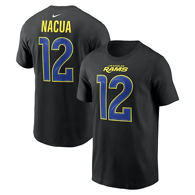 Men's Nike Puka Nacua Black Los Angeles Rams Carbon Name & Number T-Shirt