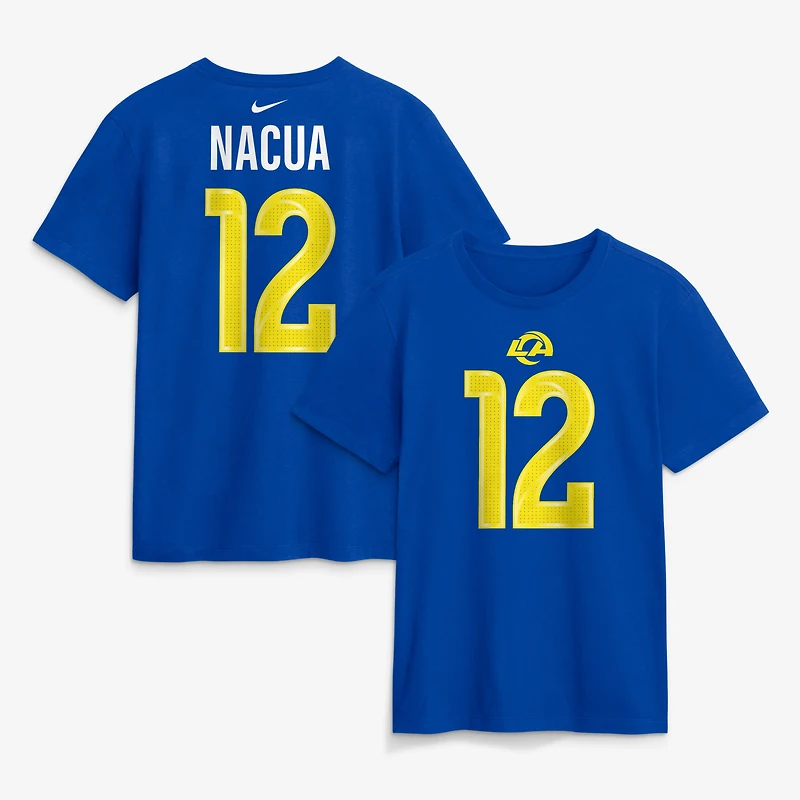 T-shirt Nike Puka Nacua Royal Los Angeles Rams pour homme, avec nom et numéro