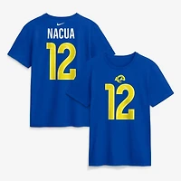T-shirt Nike Puka Nacua Royal Los Angeles Rams pour homme, avec nom et numéro