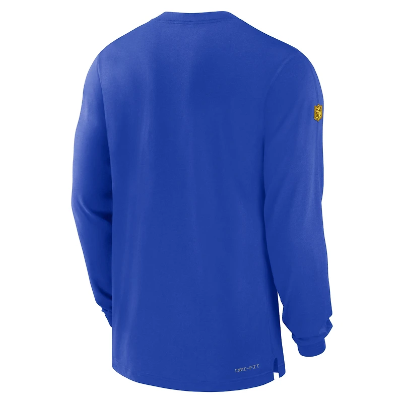 T-shirt à manches longues Nike Royal Los Angeles Rams 2023 Sideline Performance pour homme