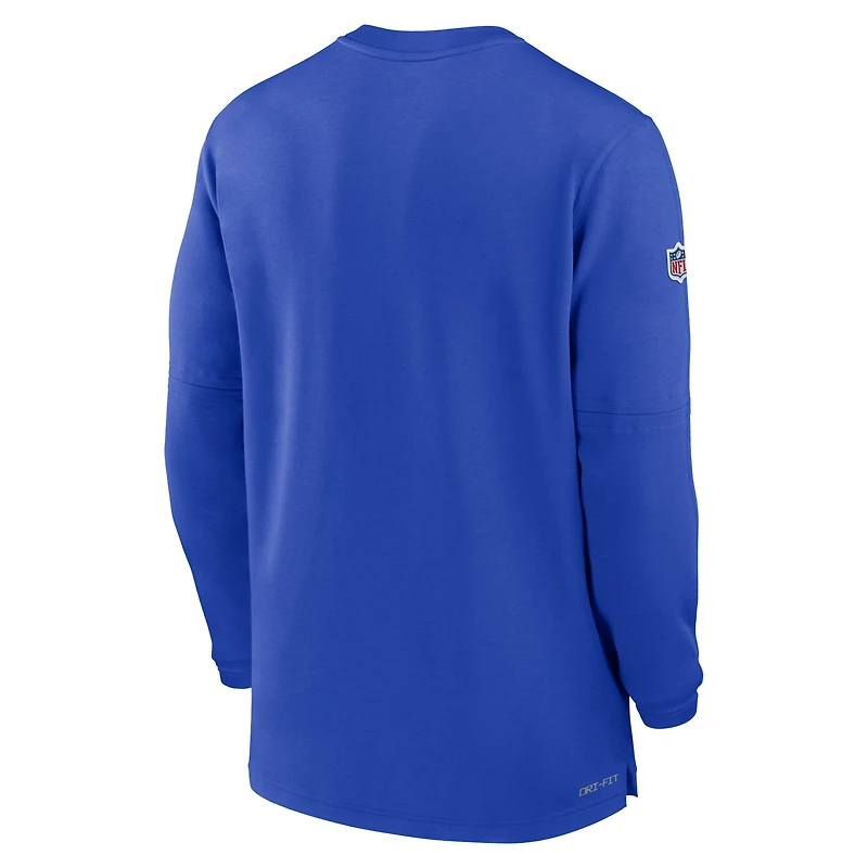 Men's Nike  Royal Los Angeles Rams 2023 Sideline Performance Long Sleeve Tri-Blend Quarter-Zip Top