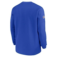 Men's Nike  Royal Los Angeles Rams 2023 Sideline Throwback Heavy Brushed Waffle Long Sleeve Top