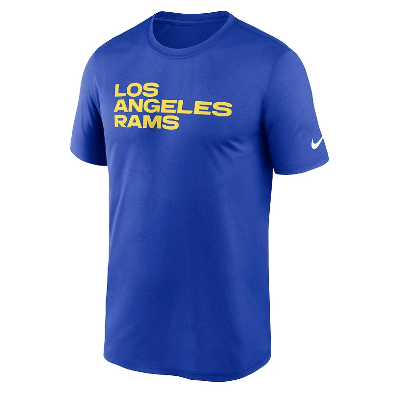 T-shirt Nike Royal Los Angeles Rams Primetime Legend Wordmark Performance pour homme