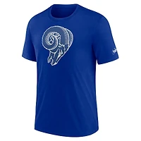 T-shirt à trois mélanges Nike Royal Los Angeles Rams Rewind Logo pour homme