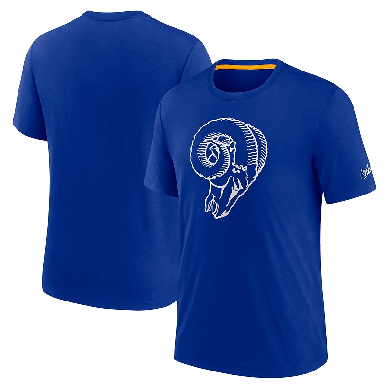 T-shirt à trois mélanges Nike Royal Los Angeles Rams Rewind Playback Logo pour homme