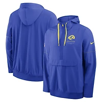 Men's Nike Royal Los Angeles Rams Sideline Anorak Half-Zip Hooded Jacket