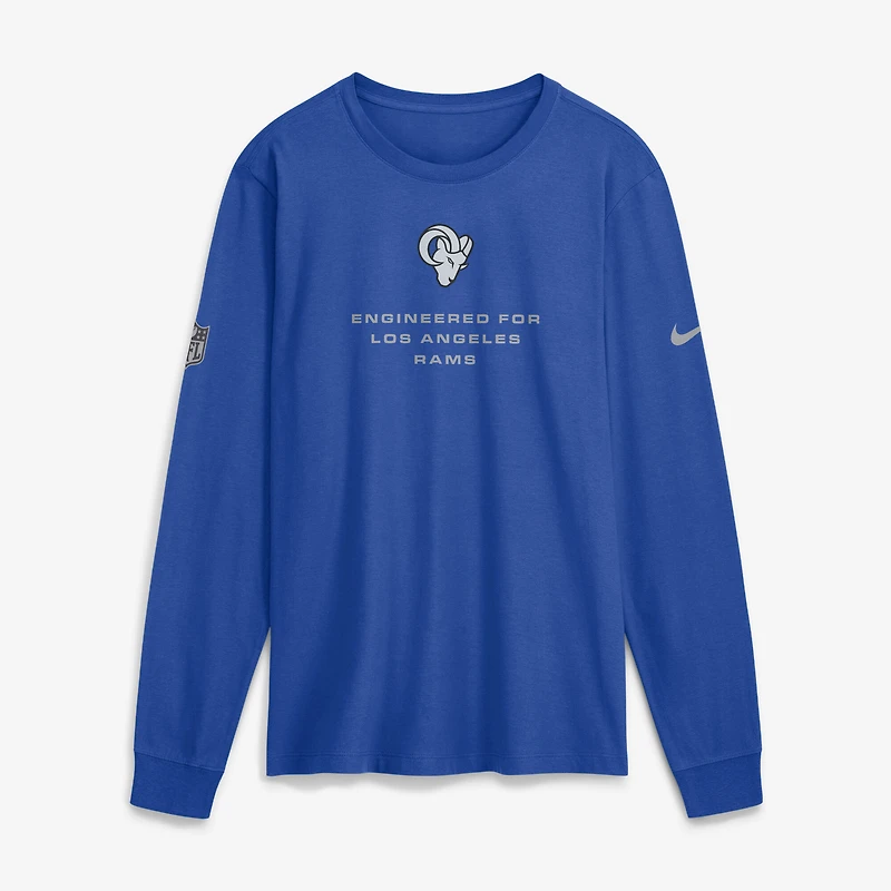 T-shirt à manches longues Nike Royal Los Angeles Rams Sideline Bold Arch Star Dri-FIT pour homme