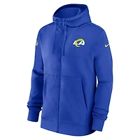 Sweat à capuche entièrement zippé Nike Royal Los Angeles Rams Sideline Club Performance pour Homme