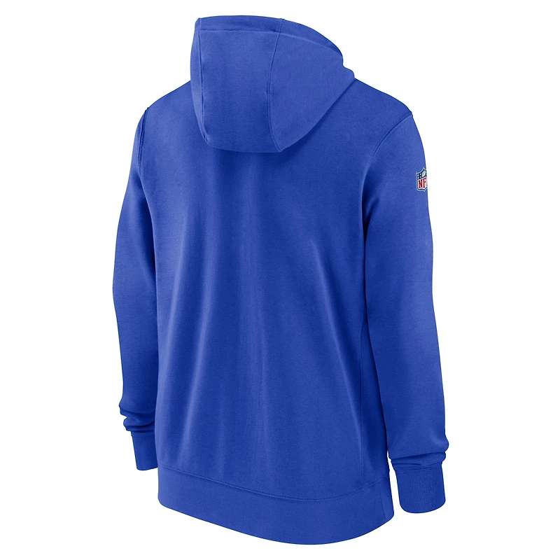 Sweat à capuche entièrement zippé Nike Royal Los Angeles Rams Sideline Club Performance pour Homme