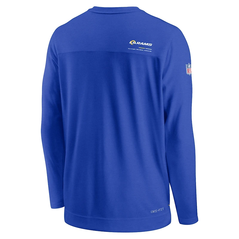 Men's Nike Royal Los Angeles Rams Sideline Coach Chevron Lock Up Long Sleeve V-Neck Performance T-Shirt