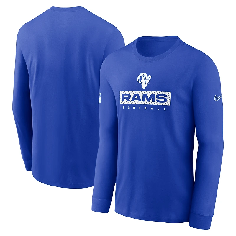 T-shirt à manches longues Nike Royal Los Angeles Rams Sideline Dri-FIT pour homme
