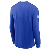 T-shirt à manches longues Nike Royal Los Angeles Rams Sideline Dri-FIT pour homme