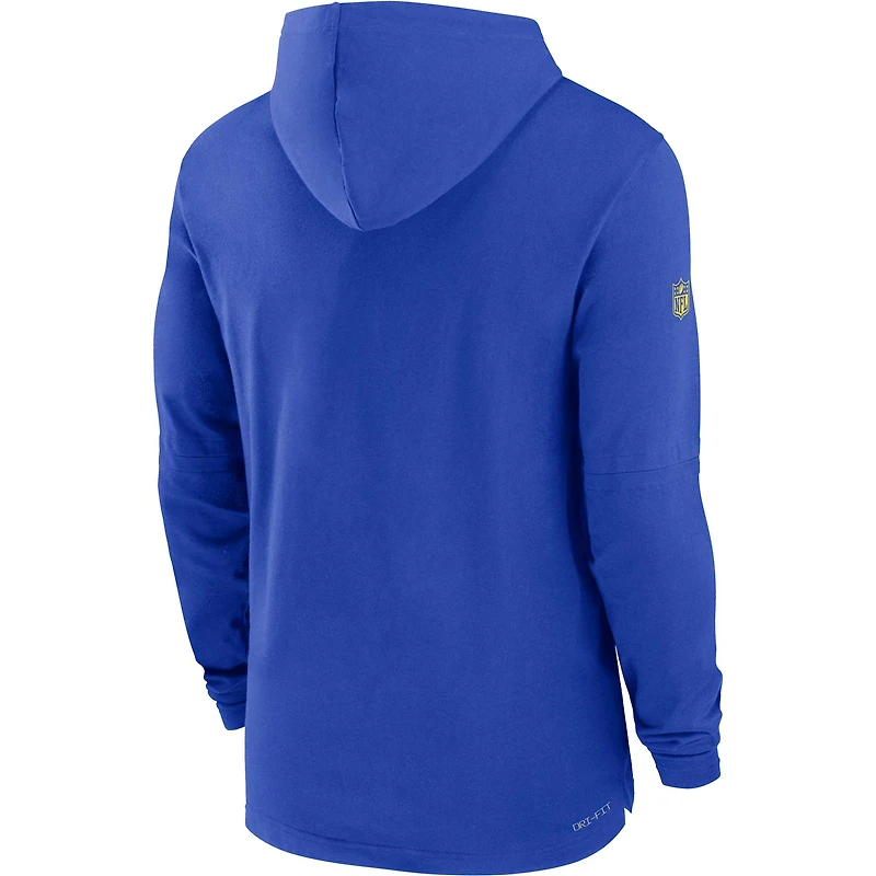 T-shirt à capuche manches longues Nike Royal Los Angeles Rams Sideline Performance pour homme