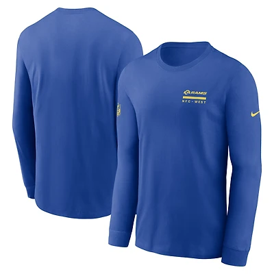 T-shirt Nike Royal Los Angeles Rams Sideline Performance à manches longues pour homme