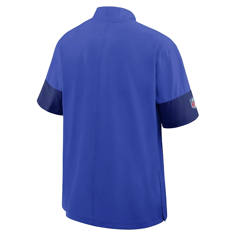 Men's Nike Royal Los Angeles Rams Sideline Short Sleeve Quarter-Zip Performance Coach Jacket