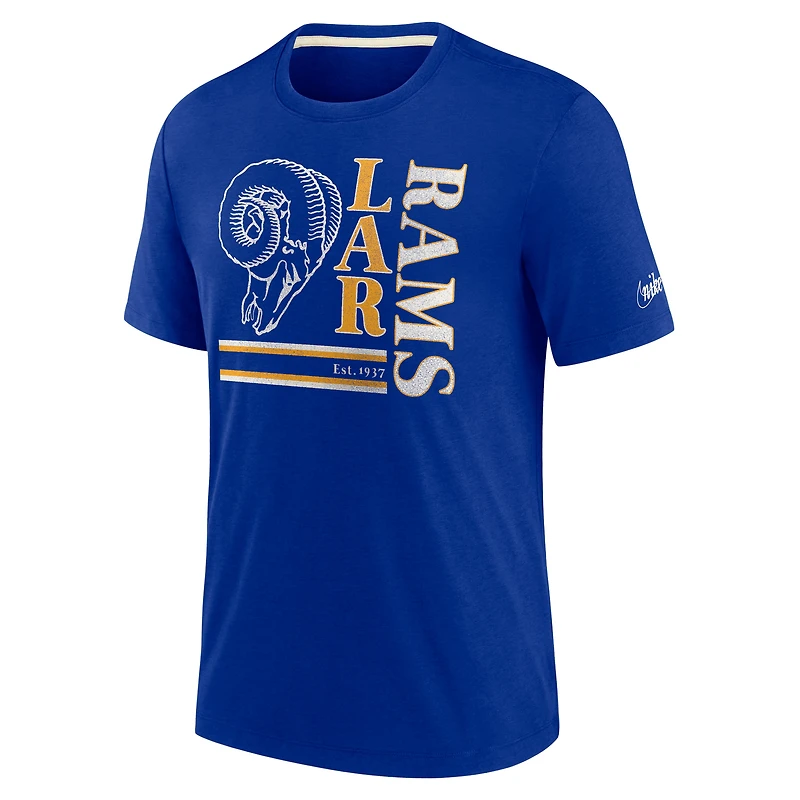 Men's Nike Royal Los Angeles Rams Wordmark Logo Tri-Blend T-Shirt