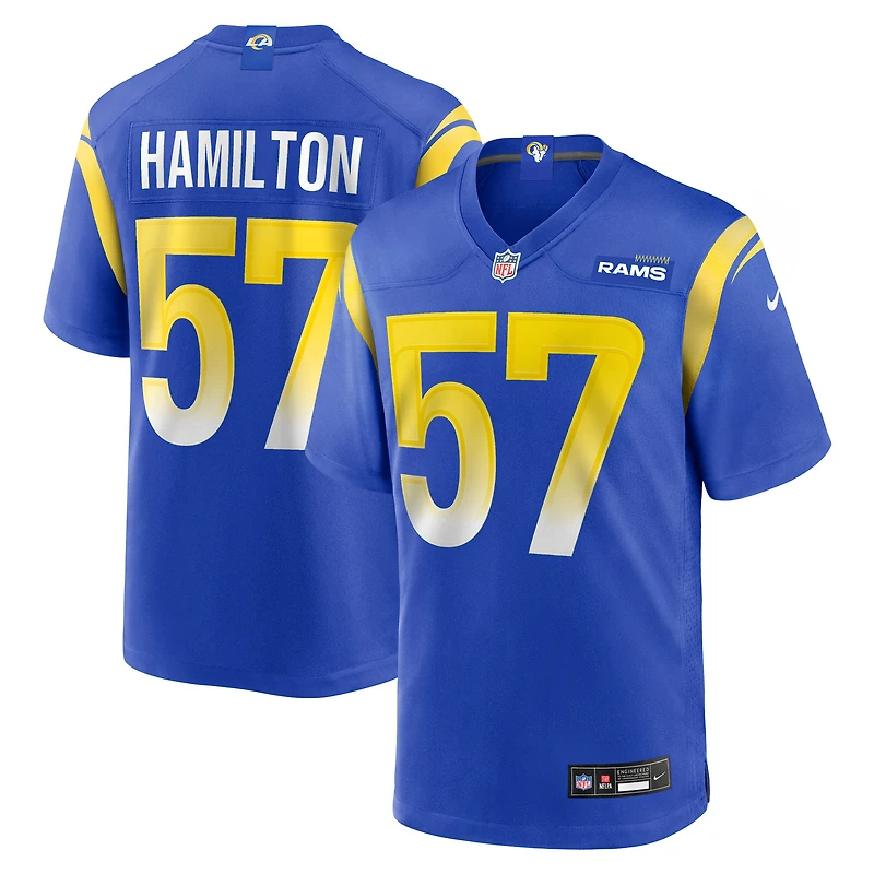 Maillot Nike Ty Hamilton Royal Los Angeles Rams Team Game pour homme