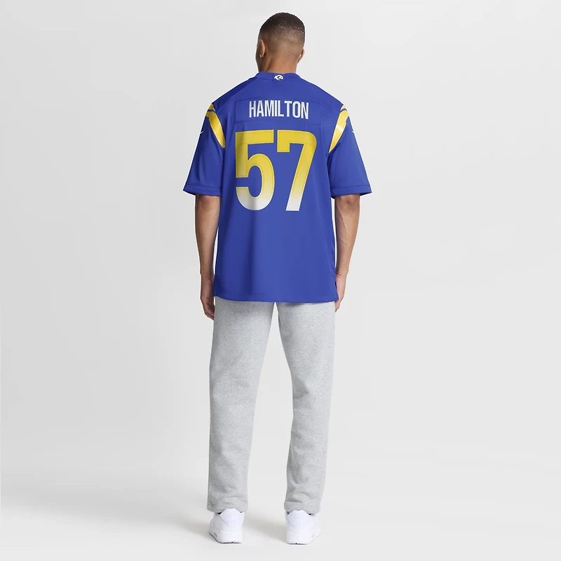 Men's Nike Ty Hamilton Royal Los Angeles Rams Team Game Jersey