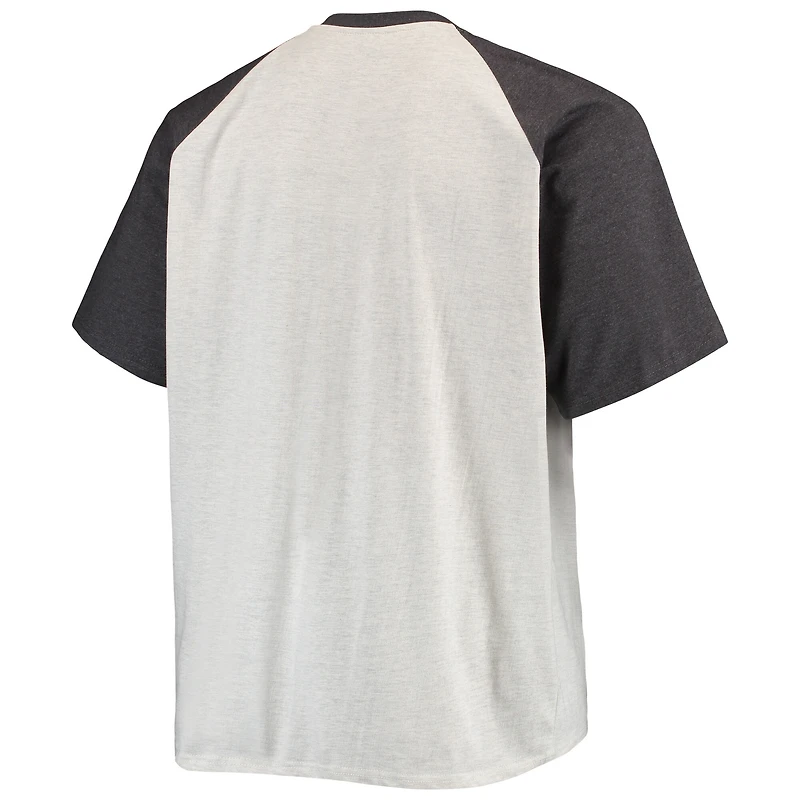 T-shirt Los Angeles Rams Big & Tall Raglan avoine/anthracite chiné pour homme