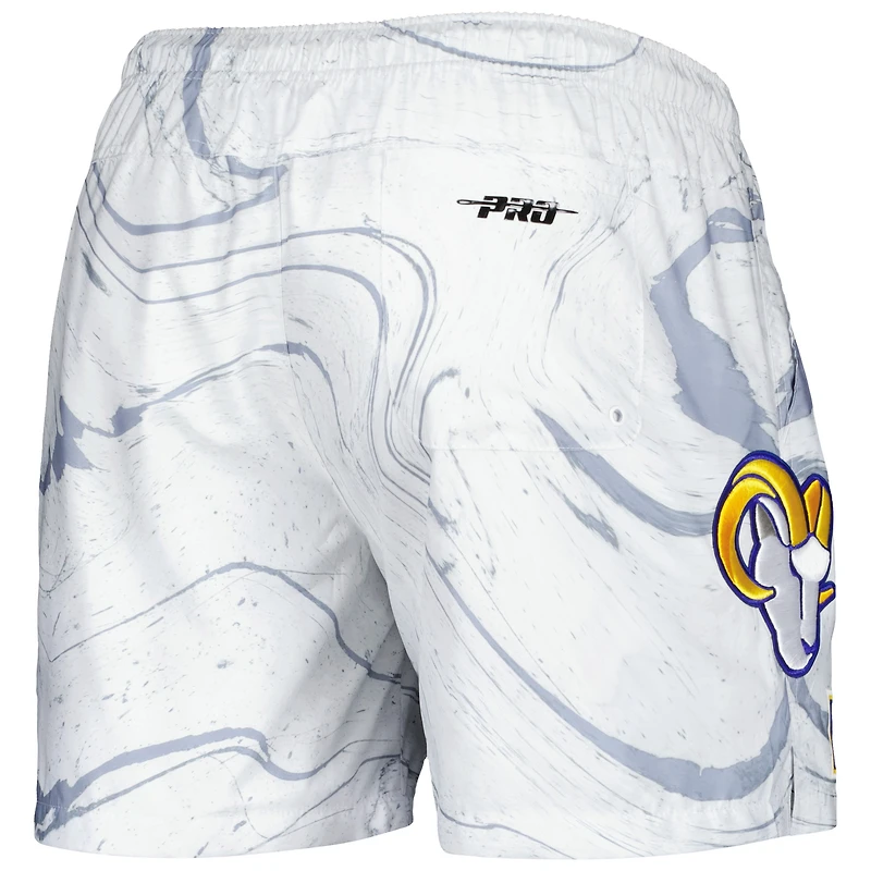 Short Pro Standard blanc à imprimé marbré des Los Angeles Rams pour hommes