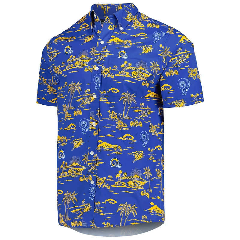 Men's Reyn Spooner Royal Los Angeles Rams Throwback Kekai Print Button-Up Shirt