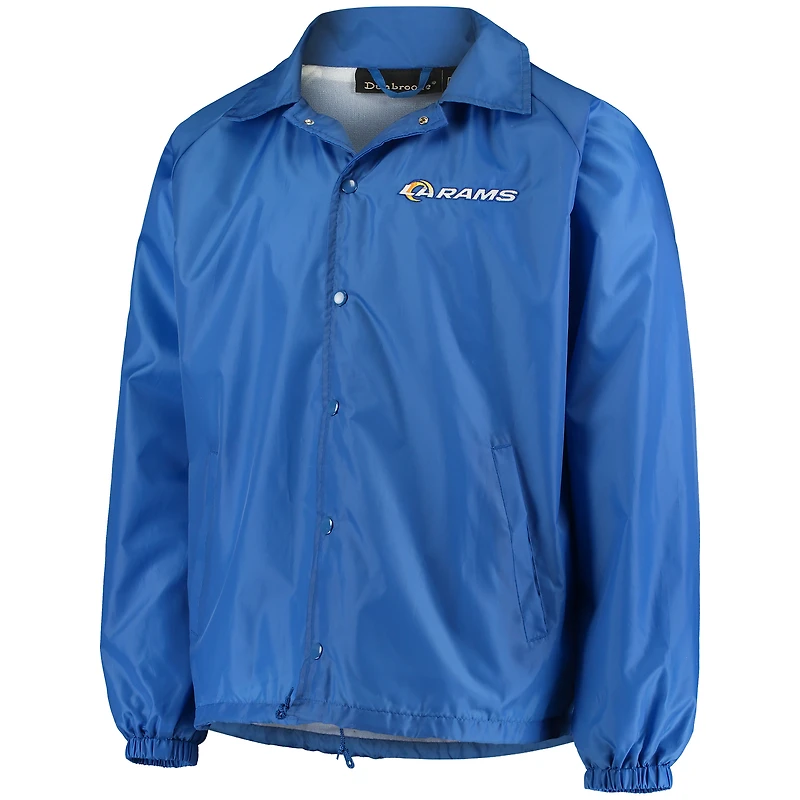 Men's Royal Los Angeles Rams Coaches Classic Raglan Full-Snap Windbreaker Jacket
