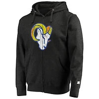Men's Starter Charcoal Los Angeles Rams Throwback Logo Full-Zip Hoodie
