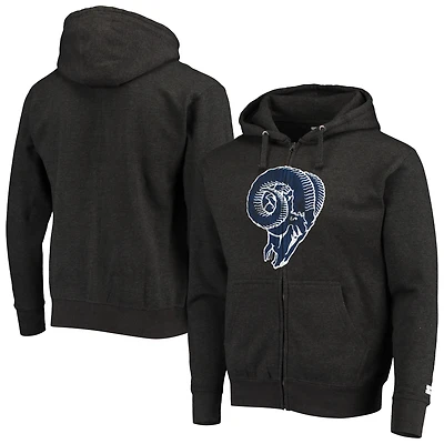 Men's Starter Charcoal Los Angeles Rams Throwback Perfect Season Full-Zip Hoodie Jacket
